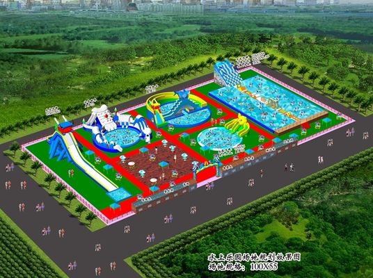 Logo/Pattern Digital Printing Customized Size Inflatable Water Park for Amusement Park