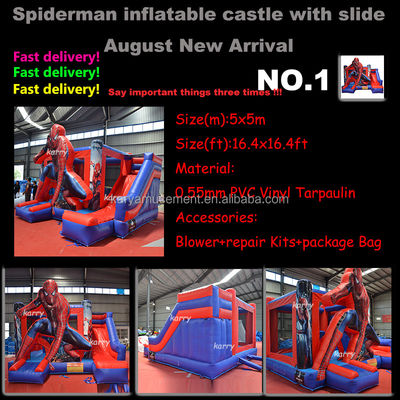 Sea/Air/Express Shipping Spiderman Inflatable Castle Combo Slide for Indoor Parties