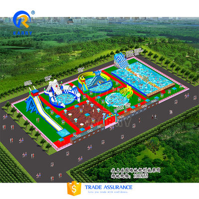 Amusement Fun City Customized Colorful Inflatable Water Park for Children PVC Material