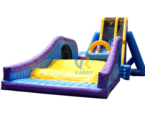 Large Blue Inflatable Obstacle Course Popular Water N Dry Bouncy Slide for Kids and Adults