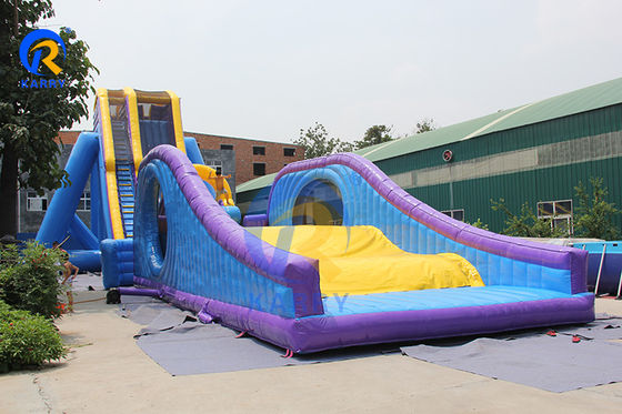Large Blue Inflatable Obstacle Course Popular Water N Dry Bouncy Slide for Kids and Adults