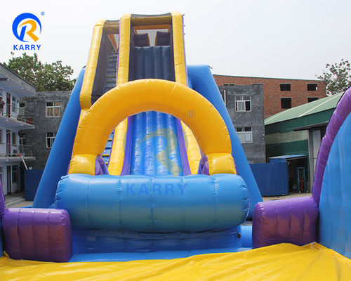 Large Blue Inflatable Obstacle Course Popular Water N Dry Bouncy Slide for Kids and Adults