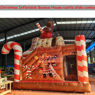 Christmas Amusement Park Commercial Bouncy Castle Combo Obstacle Course Inflatable Dry Slide