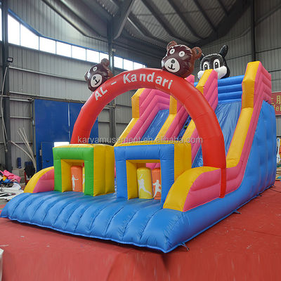 32ft 3 Bears Bouncer Trampoline House with Double Lane Inflatable Slides and Durable