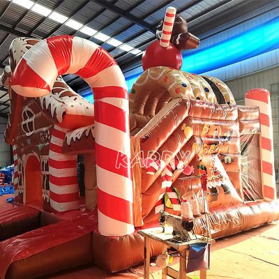 Christmas Amusement Park Commercial Bouncy Castle Combo Obstacle Course Inflatable Dry Slide