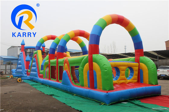 OEM Acceptable 64ft Long Inflatable Obstacle Course Games for Child Amusement Park Theme