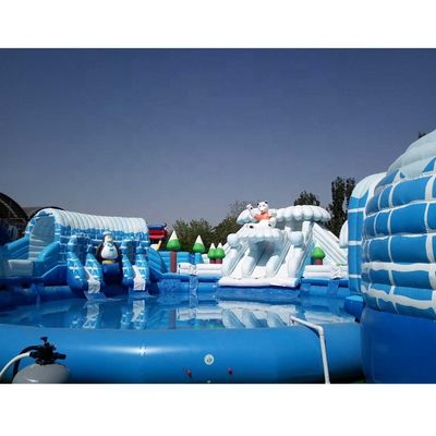 Indoor Custom Inflatable Mobile Water Park with Oversize Pool Funny Polar Bear Theme