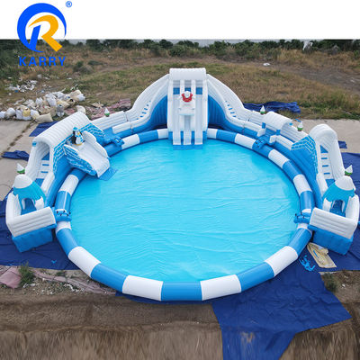 Indoor Custom Inflatable Mobile Water Park with Oversize Pool Funny Polar Bear Theme