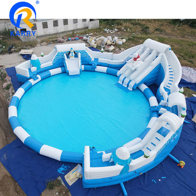 Indoor Custom Inflatable Mobile Water Park with Oversize Pool Funny Polar Bear Theme