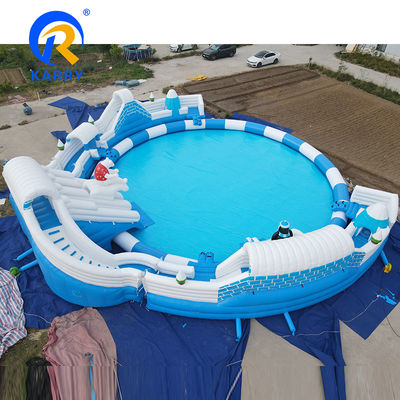 Indoor Custom Inflatable Mobile Water Park with Oversize Pool Funny Polar Bear Theme