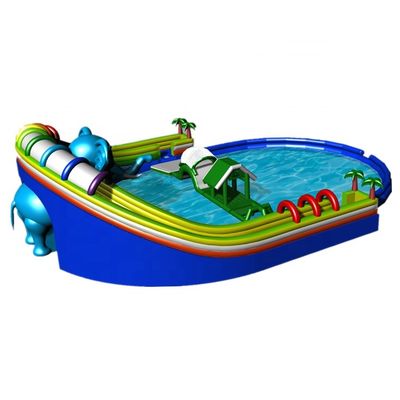 24*18m or Customized Size Lovely Baby Elephant Inflatable Obstacle Game Water Park