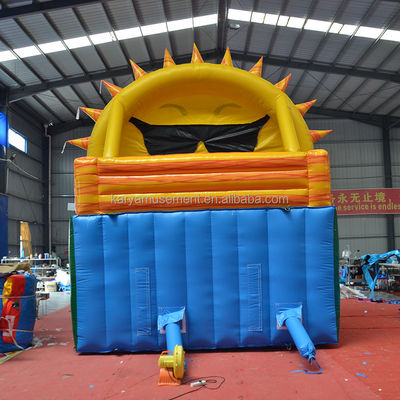 Double Lane Beach N Sun Inflatable Water Slide Popular Tropical Palm Tree Design