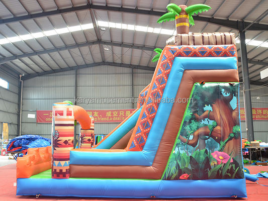 0.55mm PVC Tarpaulin Primeval JUNGLE Waterslide with Rock Climbing Wall and Bouncy Slide