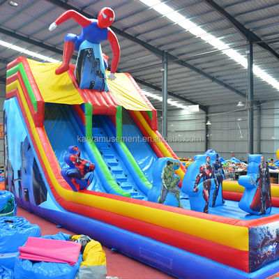 Inflatable Spiderman Bouncer Slide Popular 2-Lane Water Slide for Large Playgrounds