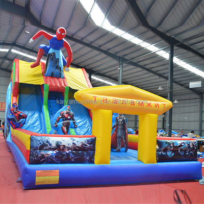 Inflatable Spiderman Bouncer Slide Popular 2-Lane Water Slide for Large Playgrounds