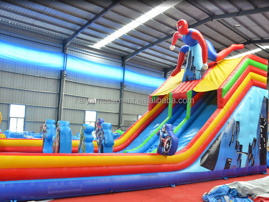 Inflatable Spiderman Bouncer Slide Popular 2-Lane Water Slide for Large Playgrounds