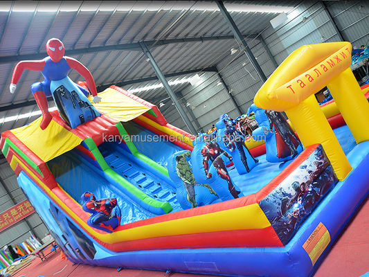 Inflatable Spiderman Bouncer Slide Popular 2-Lane Water Slide for Large Playgrounds