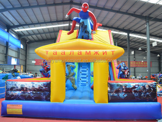 Inflatable Spiderman Bouncer Slide Popular 2-Lane Water Slide for Large Playgrounds