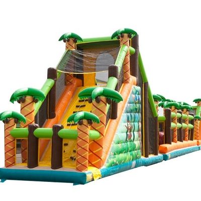 Long Massive Games Inflatable Obstacle Course for Adults and Kids in Jungle