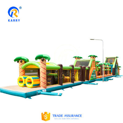 Long Massive Games Inflatable Obstacle Course for Adults and Kids in Jungle
