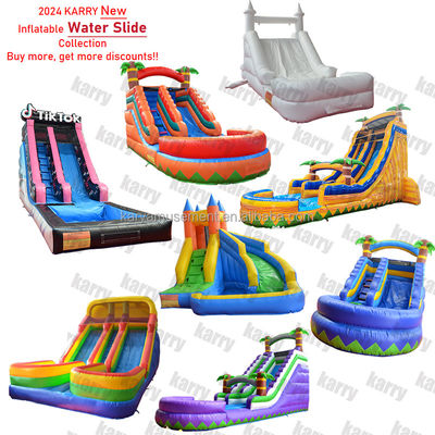 5-10 Passenger Commercial Grade Inflatable Water Slides with Pool