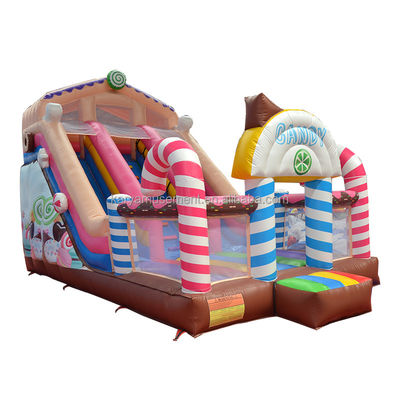 Indoor 26ft 2-lane Commercial PVC Candy Inflatable Bounce House with Arched Door and Blower