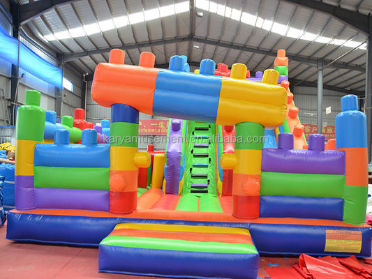 Colorful Kids Slide Inflatable Building Blocks Combination Bounce Slide for Adults