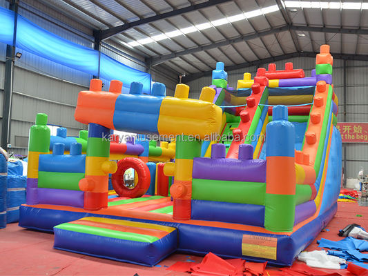 Colorful Kids Slide Inflatable Building Blocks Combination Bounce Slide for Adults
