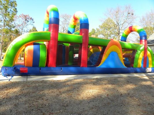 KR-OBS-904-2 Outdoor Playground Inflatable Assault Course Challenge with Exciting Rainbow