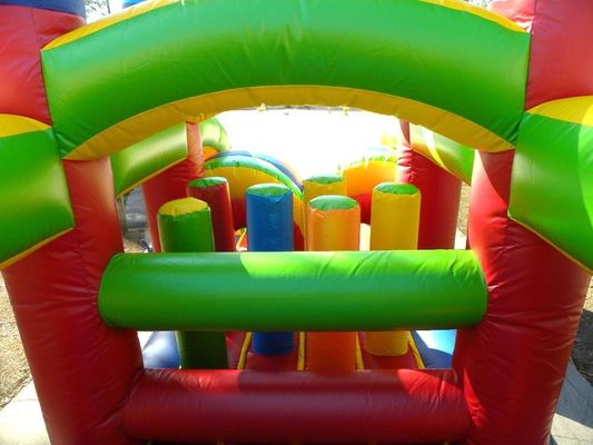 KR-OBS-904-2 Outdoor Playground Inflatable Assault Course Challenge with Exciting Rainbow