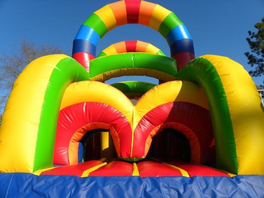 KR-OBS-904-2 Outdoor Playground Inflatable Assault Course Challenge with Exciting Rainbow