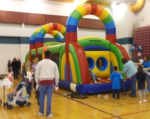 KR-OBS-904-2 Outdoor Playground Inflatable Assault Course Challenge with Exciting Rainbow