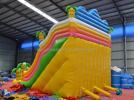 Outdoor Park Game 2-Lane Tropical Palm Tree PVC Inflatable Dinosaur Jump Bounce Slide