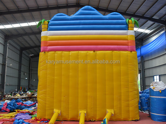 Outdoor Park Game 2-Lane Tropical Palm Tree PVC Inflatable Dinosaur Jump Bounce Slide