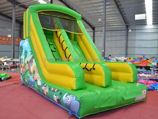 Indoor Park Essential Small Size Inflatable Bounce Slide with Design and Green Color
