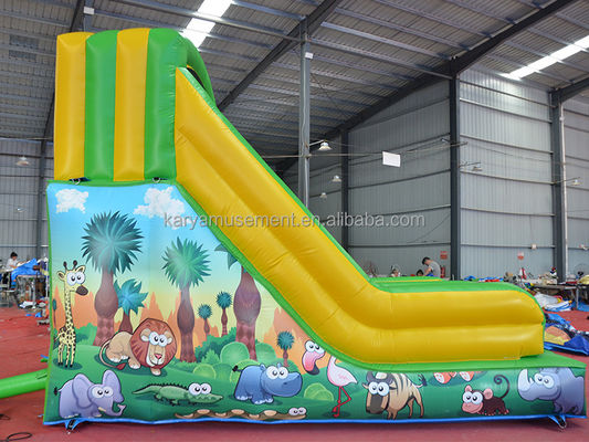 Indoor Park Essential Small Size Inflatable Bounce Slide with Design and Green Color
