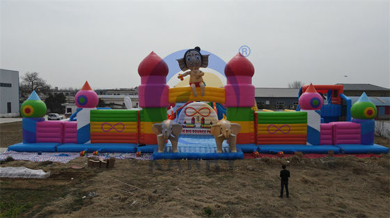 Blower Included Inflatable Obstacle Course Fun City with Climbing Stair and Slide