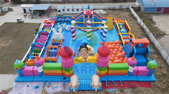 Blower Included Inflatable Obstacle Course Fun City with Climbing Stair and Slide