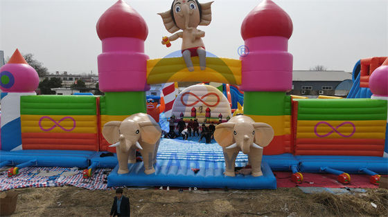Blower Included Inflatable Obstacle Course Fun City with Climbing Stair and Slide