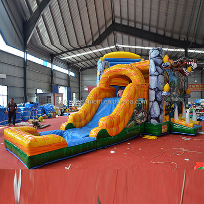 Features PORTABLE Inflatable Jungle Dino Bouncer House with Slide and Unisex Design