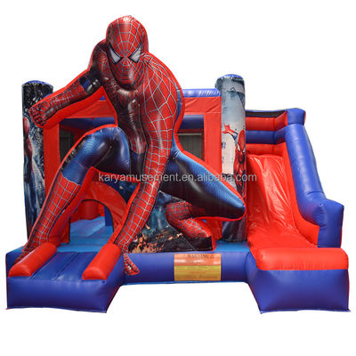 Indoor and Outdoor Entertainment Spiderman Theme Inflatable Bouncy Castle with Slide