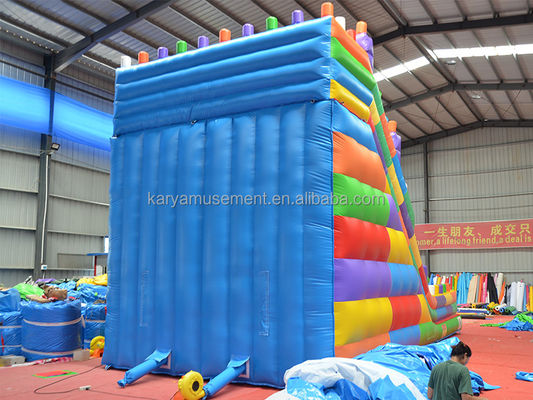 19ft Wide 2-Lane Inflatable Building Block Wet and Dry Slide for Kids Park Party Outdoor