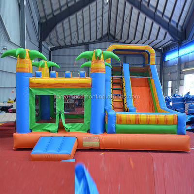 Castle Rental Palm Tree Inflatable Bouncy Castle with Slide Pool CE/EN71/EN14960 Certified