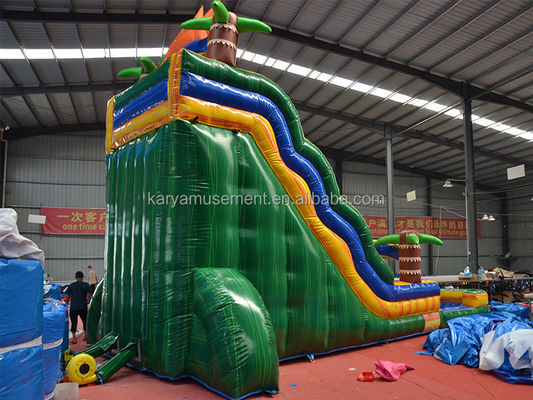 32ft Jumbo Palm Tree Inflatable Sun Water Slide with Kids Play Pool and Bounce Slide