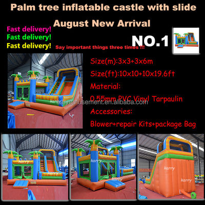 Castle Rental Palm Tree Inflatable Bouncy Castle with Slide Pool CE/EN71/EN14960 Certified