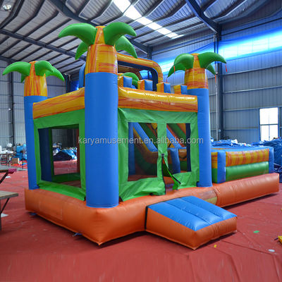 Castle Rental Palm Tree Inflatable Bouncy Castle with Slide Pool CE/EN71/EN14960 Certified