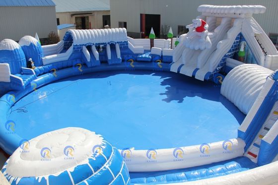 Enjoy Indoor Water Fun with 5-10 Passenger Inflatable Water Slide and Large Round Pool
