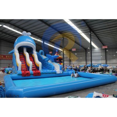 CE Blower and Repair Accessories Included Inflatable Water Park with Shark Slide