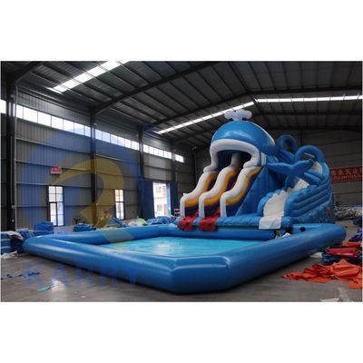 CE Blower and Repair Accessories Included Inflatable Water Park with Shark Slide