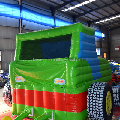 Kids Indoor Outdoor Bungee Trampoline Inflatable Bouncy Castle Jumper Green Tractor